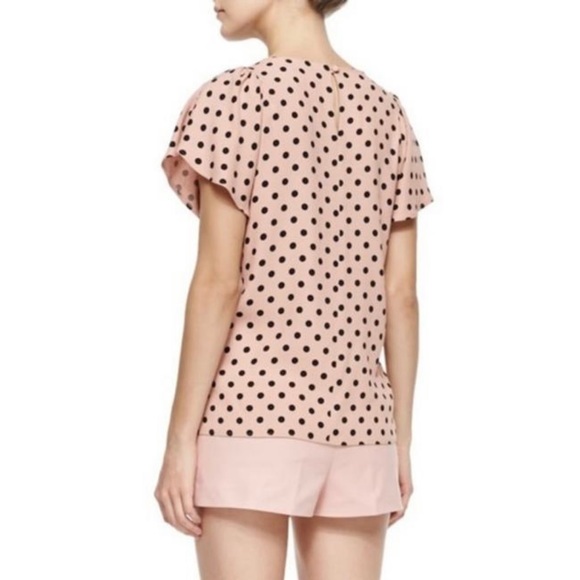 Red VALENTINO Micro Polka Dot Print Blouse, Size 38 IT (US 2) - Picture 3 of 16